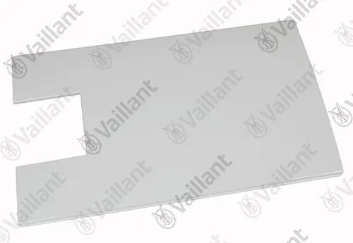 Frontblech von Vaillant in rechteckiger Form mit einer Aussparung auf der linken Seite, erhältlich in einer einfarbigen Oberfläche.